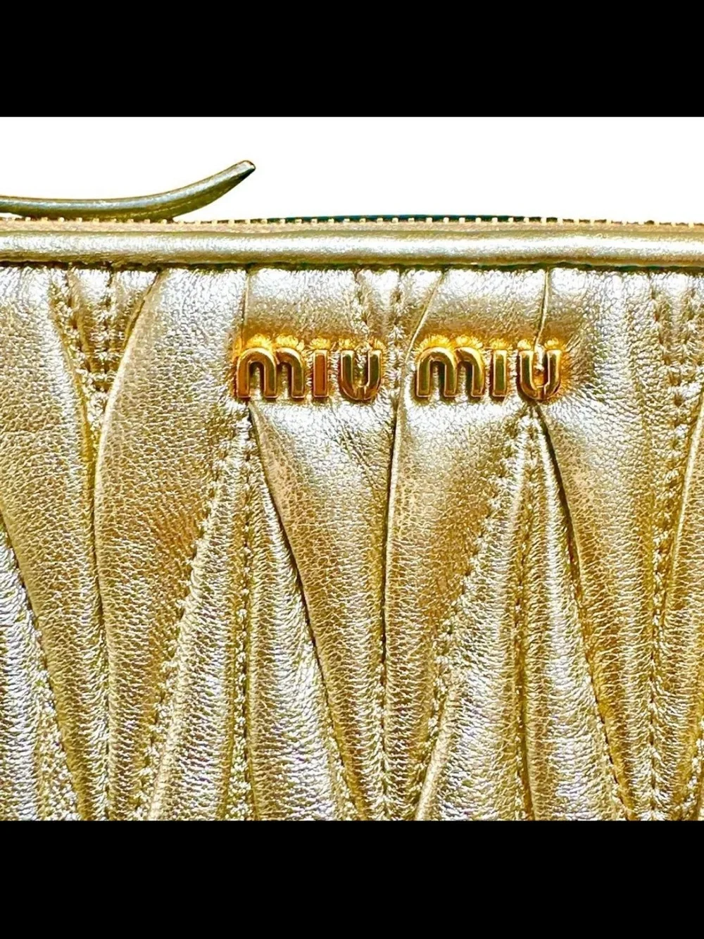 Miu Miu Gold Matelassé Leather Crossbody Bag